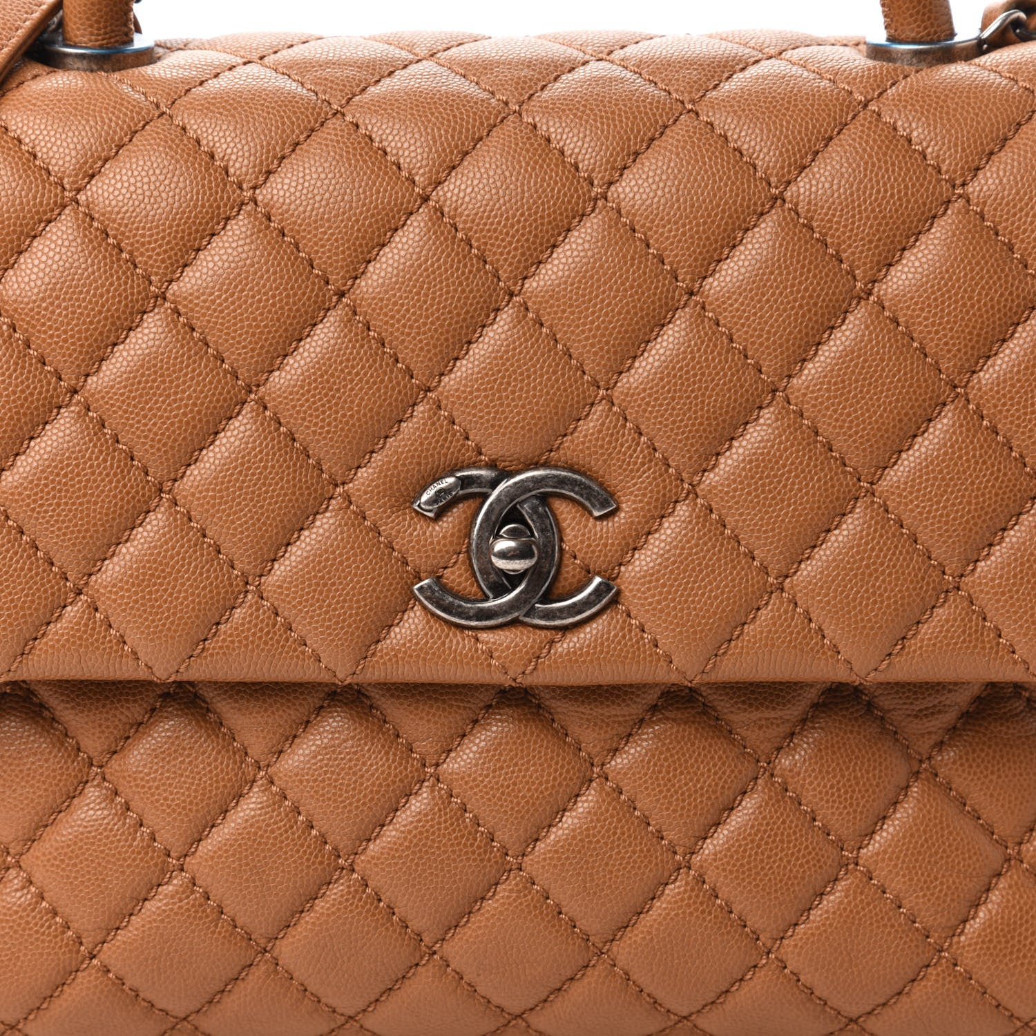 Chanel Caviar Quilted Medium Coco Handle Flap Camel 10 of 10