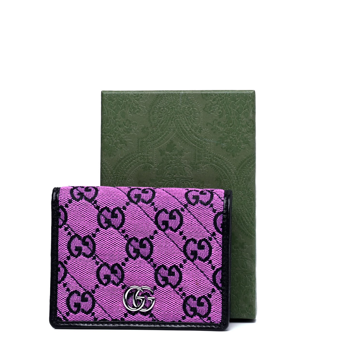 Monogram Multicolor Matelasse Diagonal GG Marmont Card Case Wallet Pink Blue