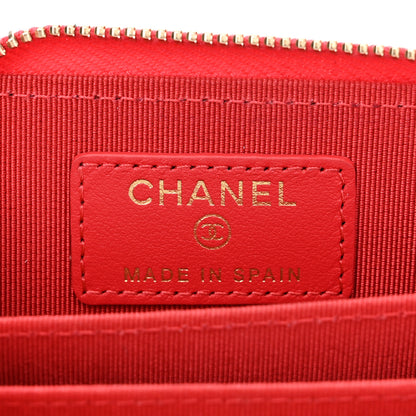 Chanel Caviar Quilted Zip Coin Purse Wallet Red 6 of 8