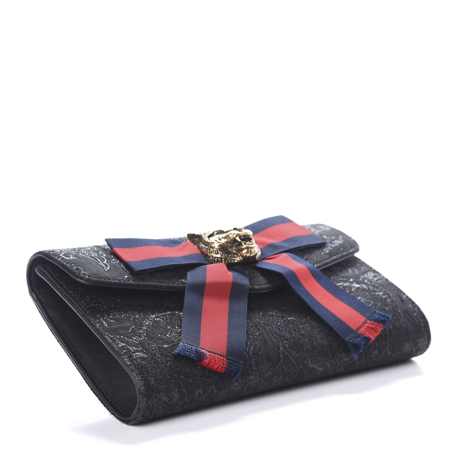 Gucci Lurex Brocade Animalier Broadway Clutch Black 3 of 8