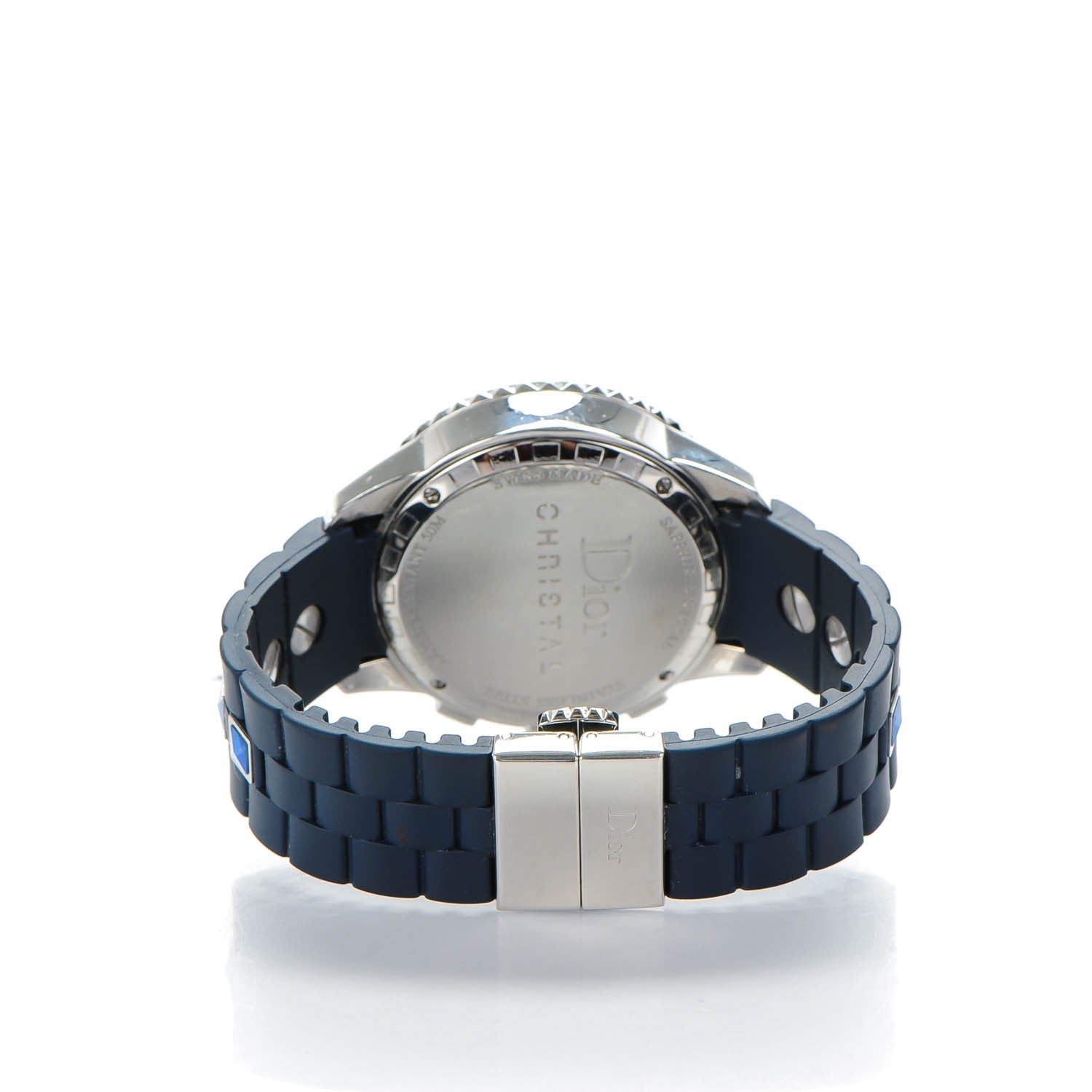 Christian Dior Stainless Steel Rubber Diamond Blue Sapphire 38mm Christal Chronograph Quartz Watch Blue 4 of 8