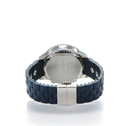 Christian Dior Stainless Steel Rubber Diamond Blue Sapphire 38mm Christal Chronograph Quartz Watch Blue 4 of 8