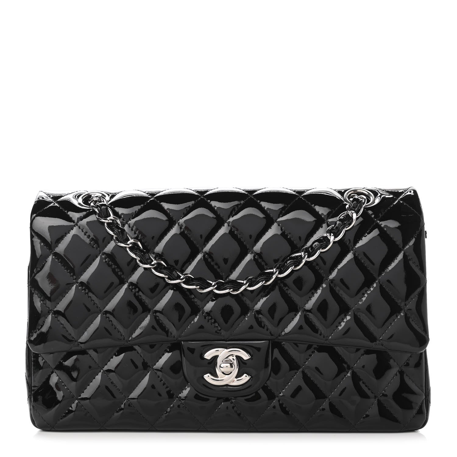 Chanel Patent Quilted Medium Double Flap Black 1 of 12