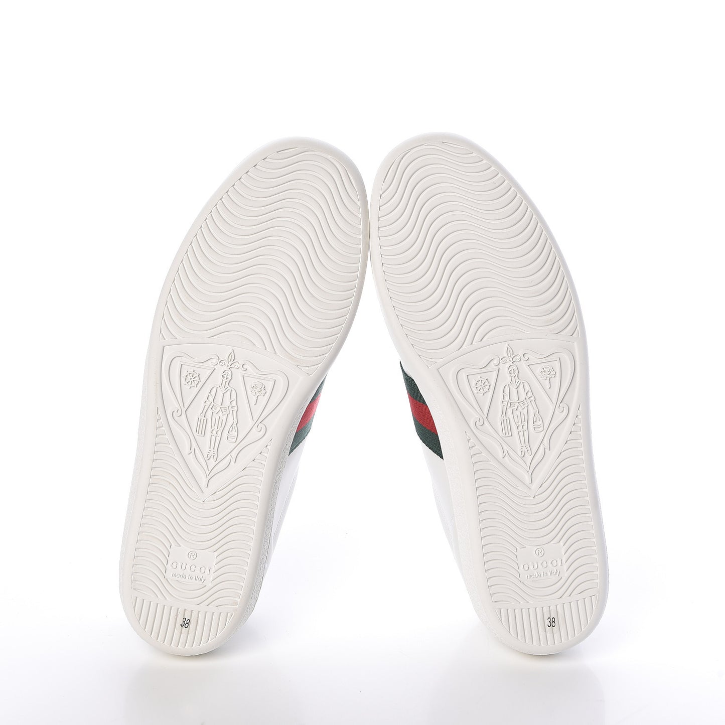 Calfskin Web Bee Embroidered Womens Ace Sneakers 38 White Green