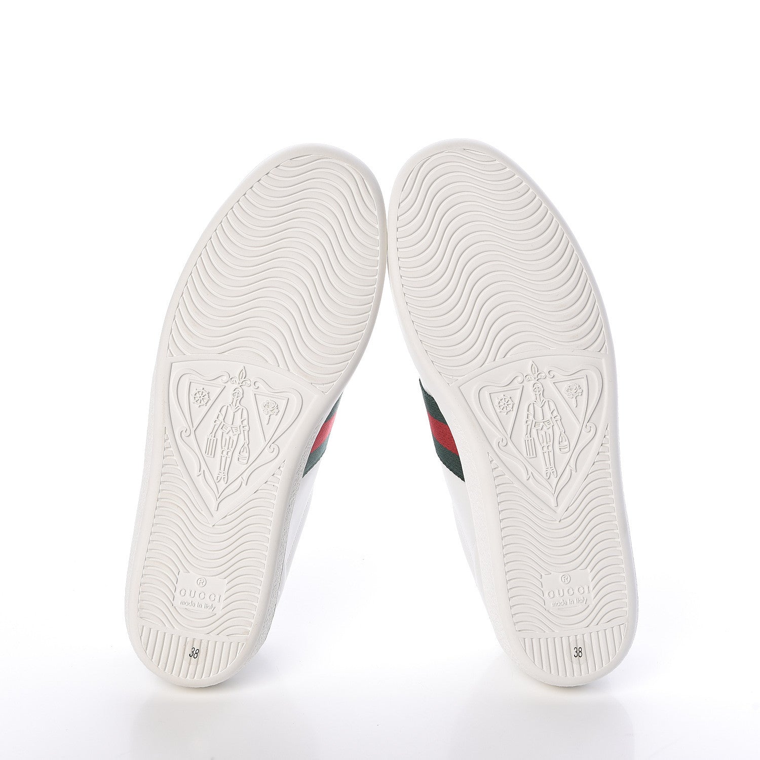Gucci Calfskin Web Bee Embroidered Womens Ace Sneakers 38 White Green 5 of 9