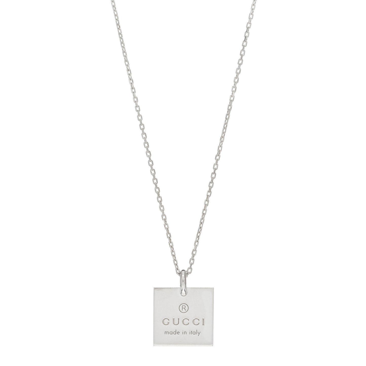 Sterling Silver Trademark Logo Square Pendant Necklace