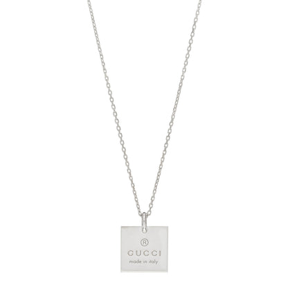 Gucci Sterling Silver Trademark Logo Square Pendant Necklace 1 of 3