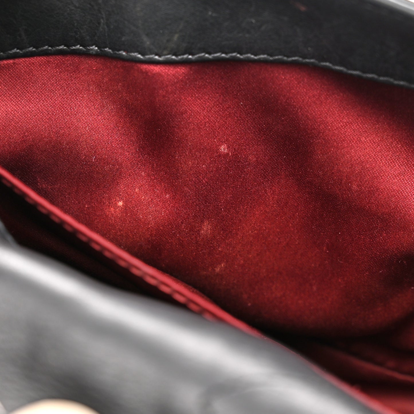 Calfskin Embossed Medium Lucky Symbols Flap Black