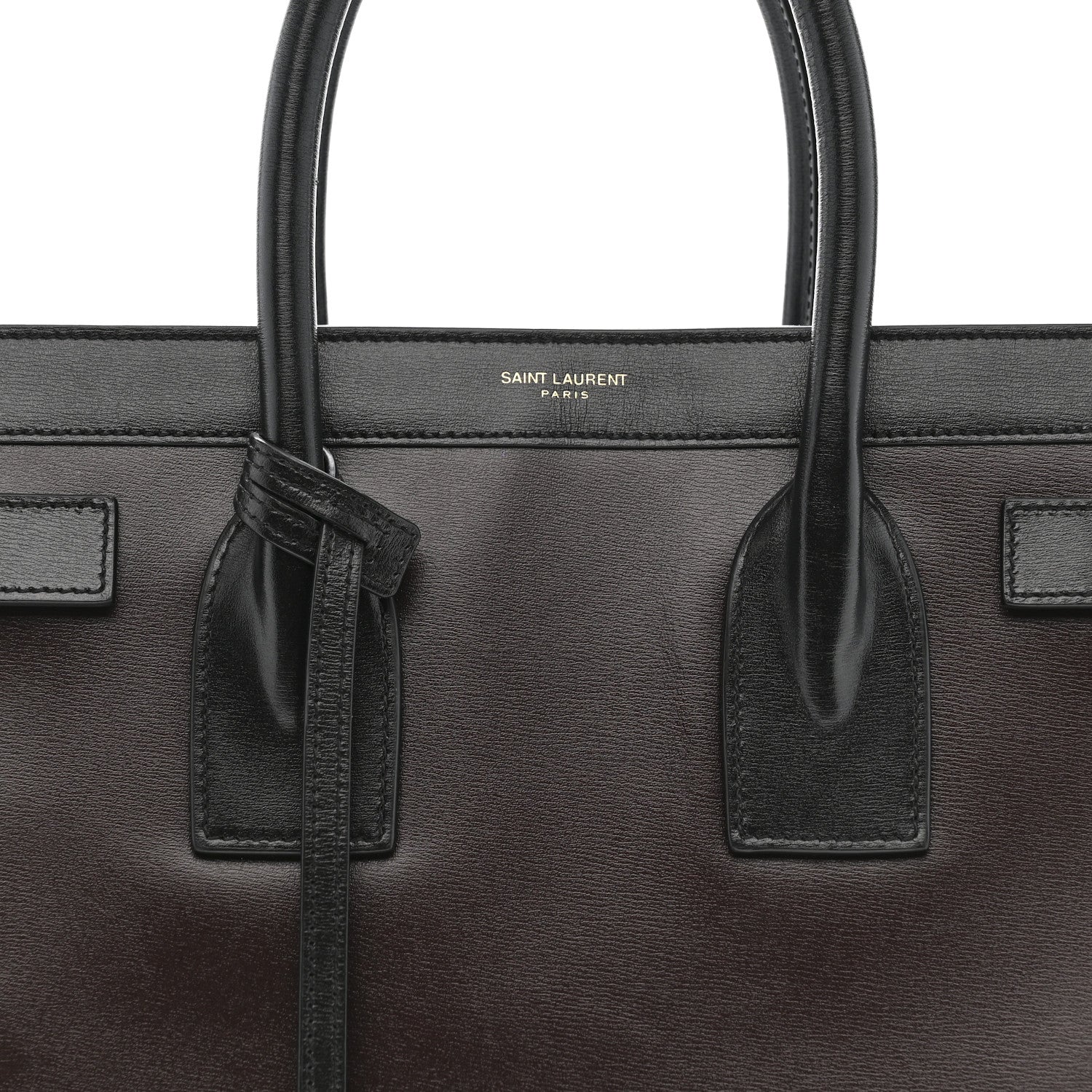 Saint Laurent Calfskin Bi-Color Small Sac De Jour Burgundy Black 9 of 15