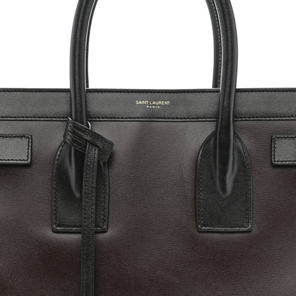 Saint Laurent Calfskin Bi-Color Small Sac De Jour Burgundy Black 9 of 15