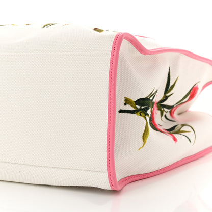 Dolce & Gabbana Canvas Floral Printed Tote White Pink 9 of 12