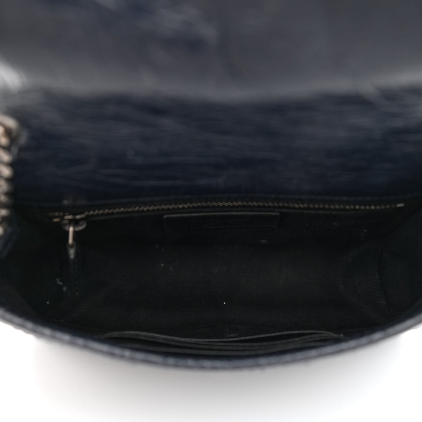 Crinkled Calfskin Matelasse Monogram Niki Chain Wallet Deep Marine