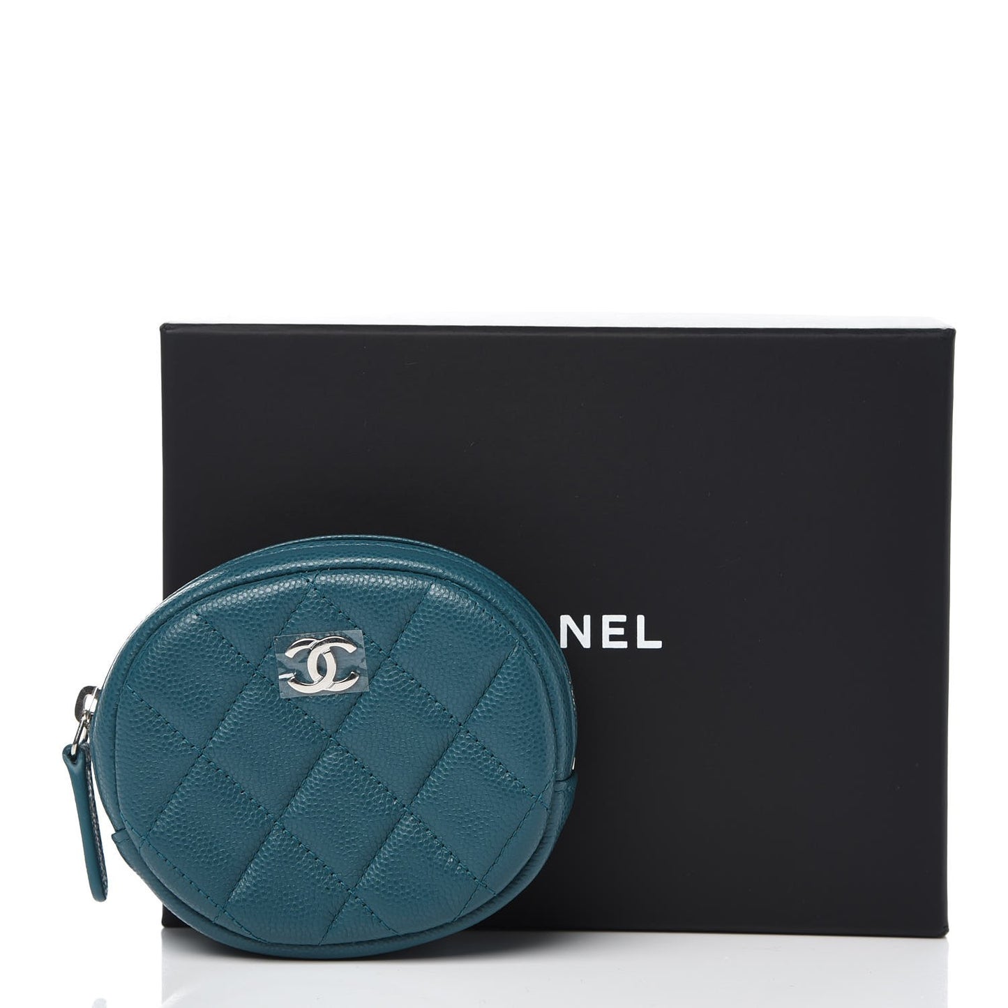 Caviar Quilted Zip Around Classic Coin Purse Dark Turquoise