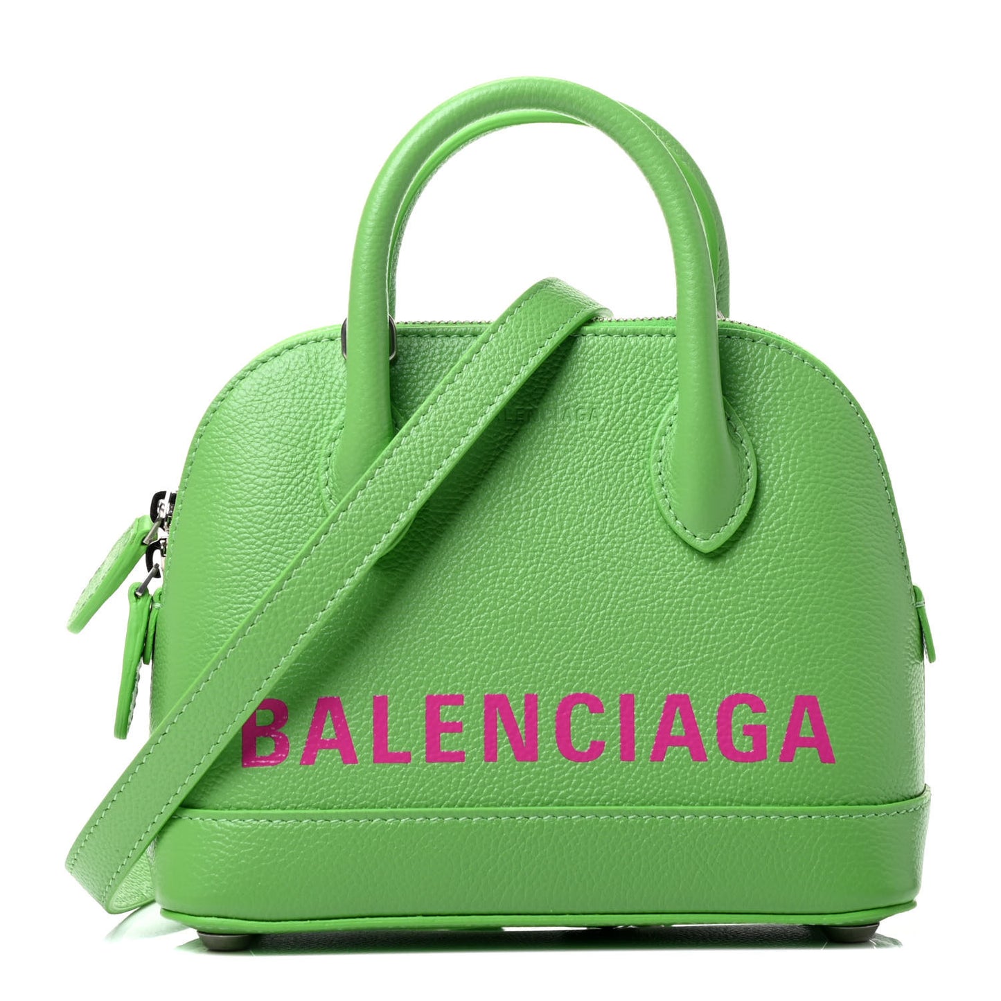 Grained Calfskin XXS Ville Top Handle Bag Light Green Fuchsia