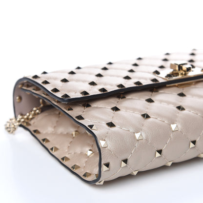 Valentino Garavani Lambskin Rockstud Spike Wallet on Chain Sand 7 of 9