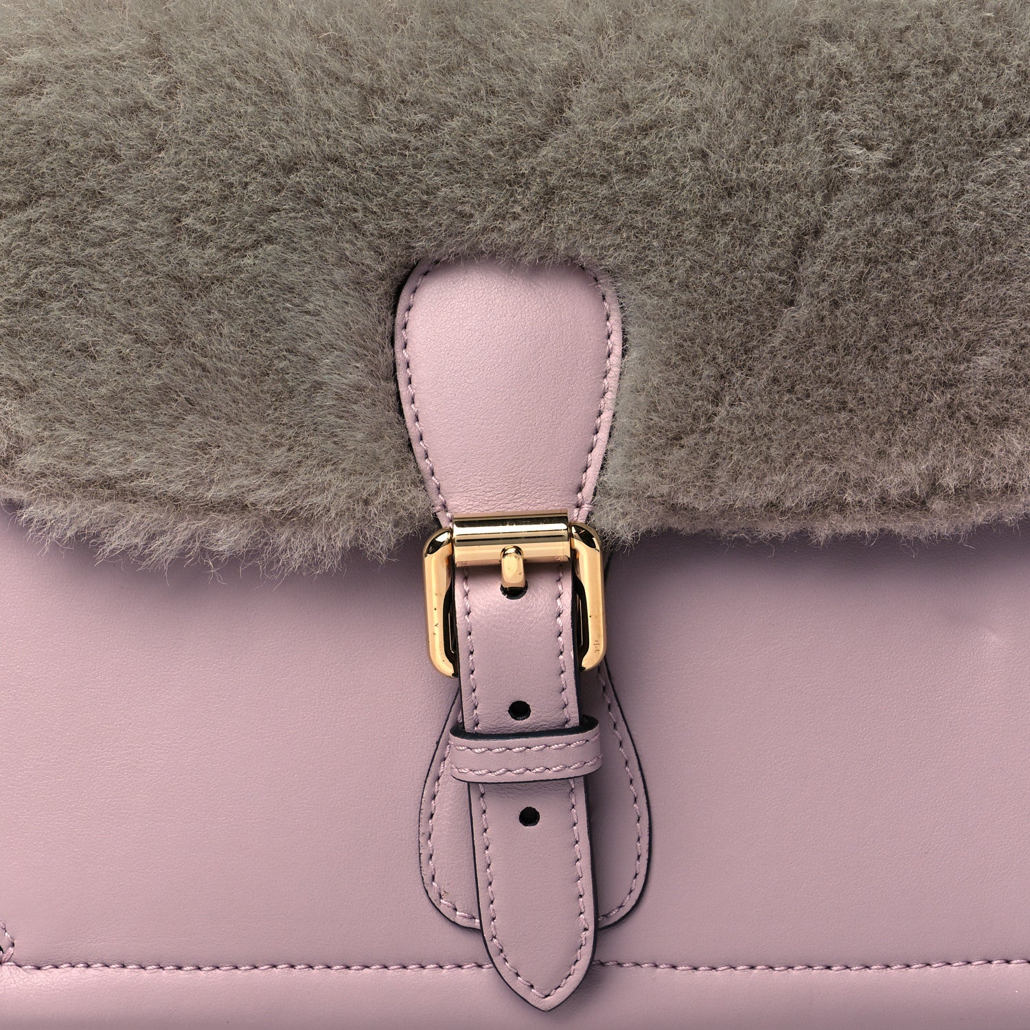 Burberry Smooth Calfskin Shearling Small Saddle Tote Pale Orchid 7 of 9