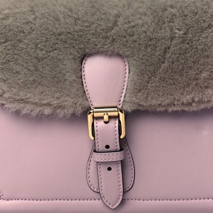 Burberry Smooth Calfskin Shearling Small Saddle Tote Pale Orchid 7 of 9