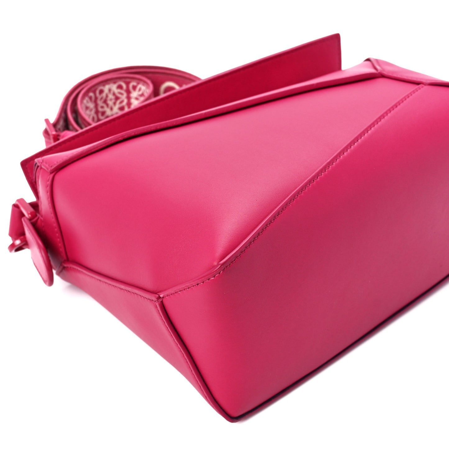 Satin Calfskin Monochrome Small Puzzle Edge Bag Ruby Red Glaze