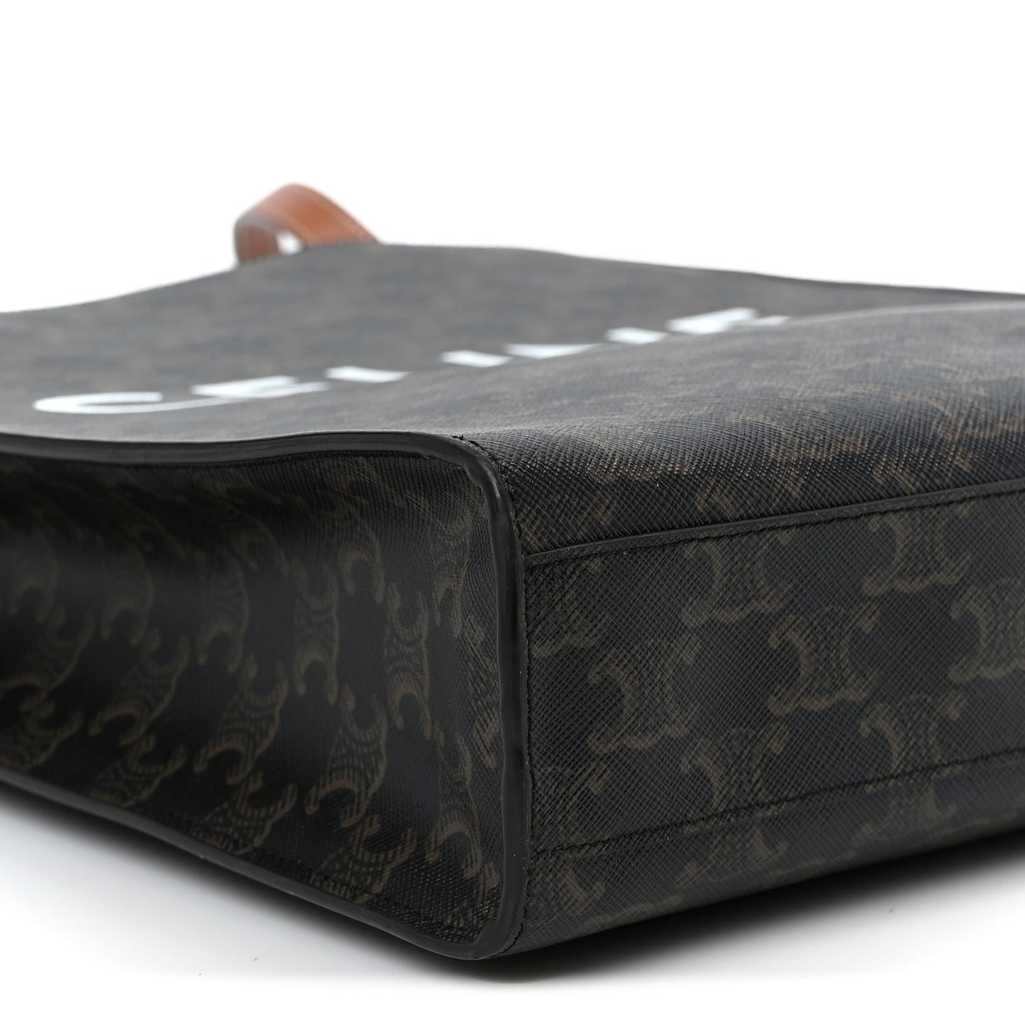 Triomphe Canvas Calfskin Small Vertical Cabas Tan