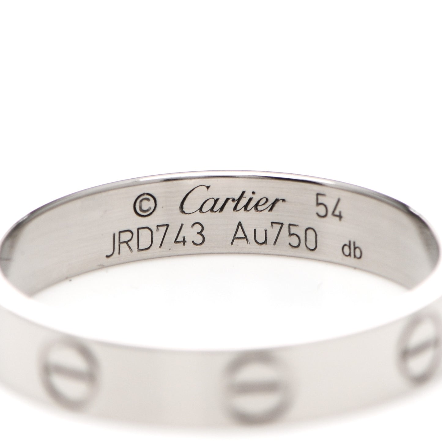 18K White Gold 3.5mm LOVE Wedding Band Ring 54 6.75