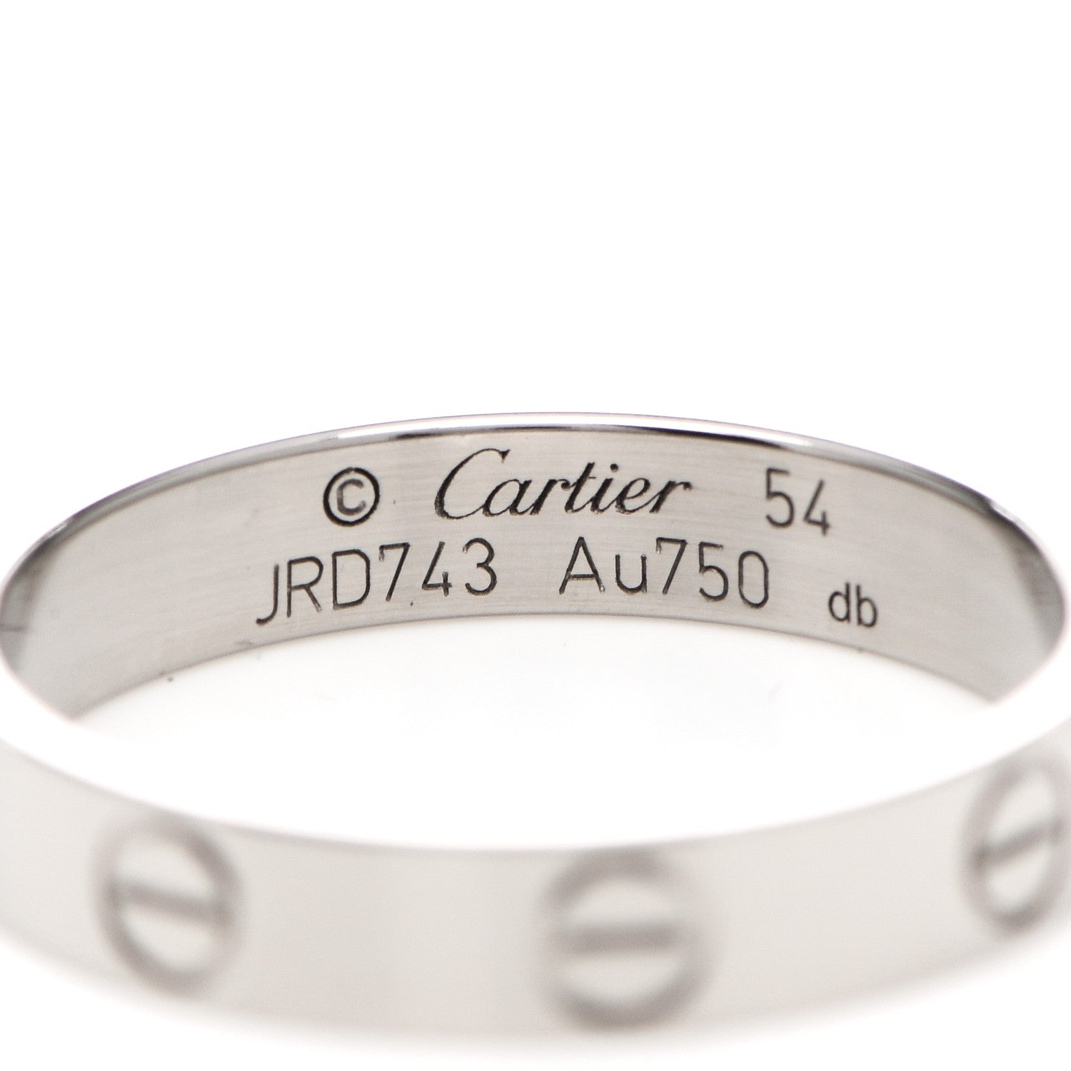 Cartier 18K White Gold 3.5mm LOVE Wedding Band Ring 54 6.75 4 of 5