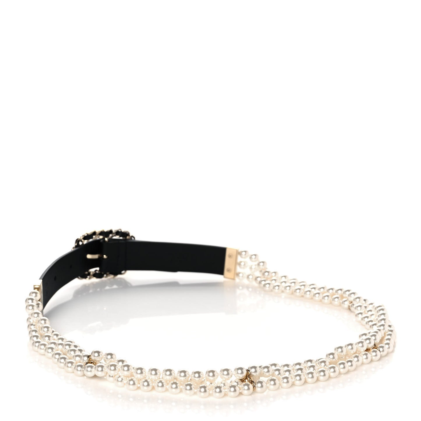 Lambskin CC Pearl Chain Belt 75 30 Black