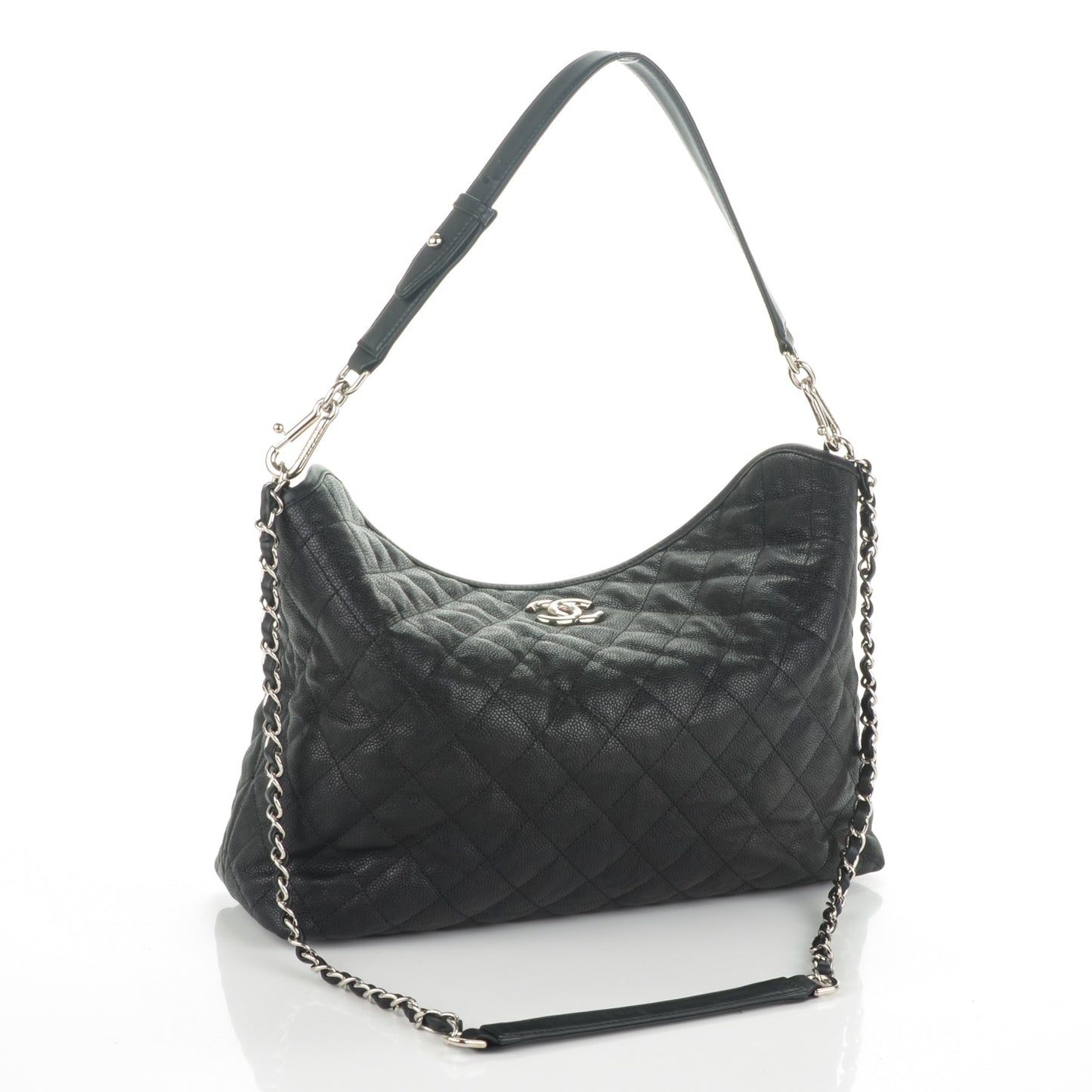 Caviar Quilted French Riviera Hobo Black