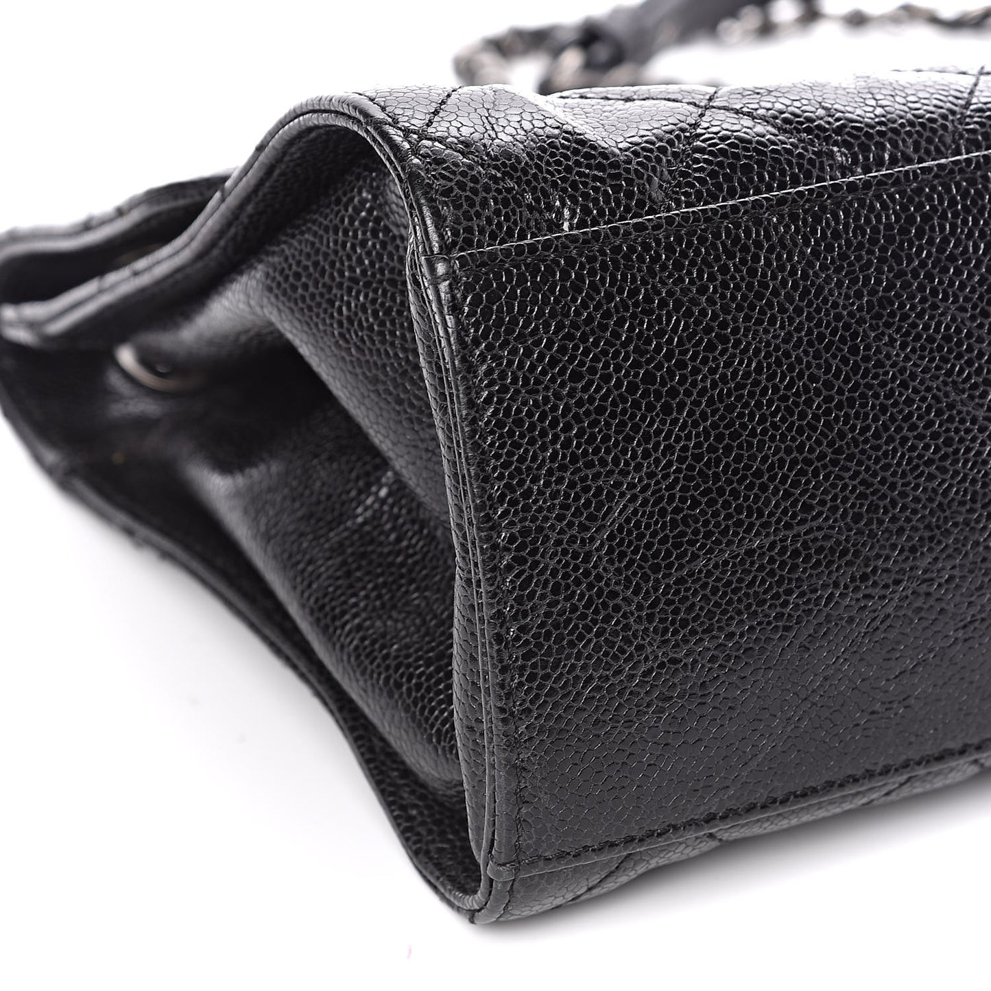 Crumpled Grained Calfskin Jumbo CC Crave Flap Black