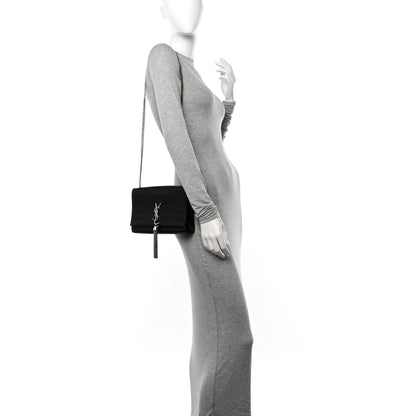 Saint Laurent Calfskin Crocodile Embossed Medium Classic Monogram Kate Tassel Satchel Black 2 of 13