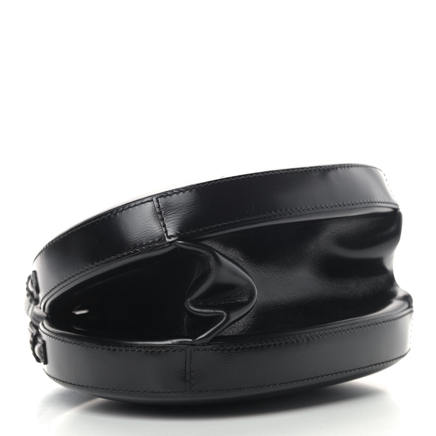 Calfskin Round Top Handle Bag Black