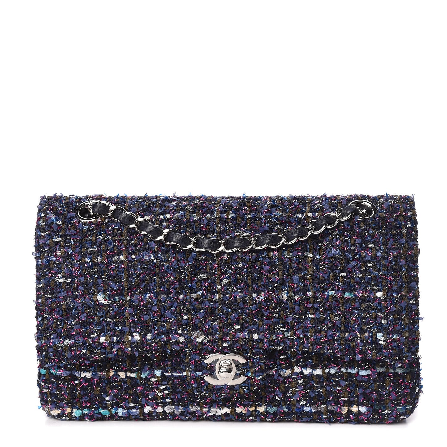 Tweed Quilted Medium Double Flap Multicolor