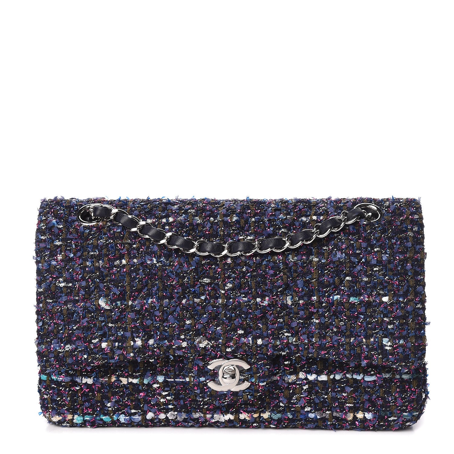 Chanel Tweed Quilted Medium Double Flap Multicolor 1 of 14