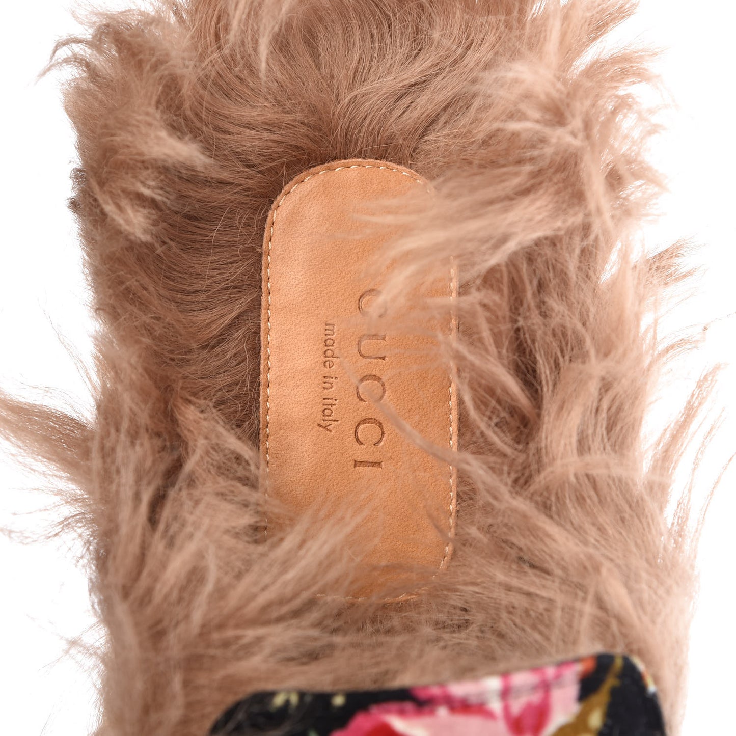 Velvet Fur Floral Womens Princetown Slippers 38.5 Black