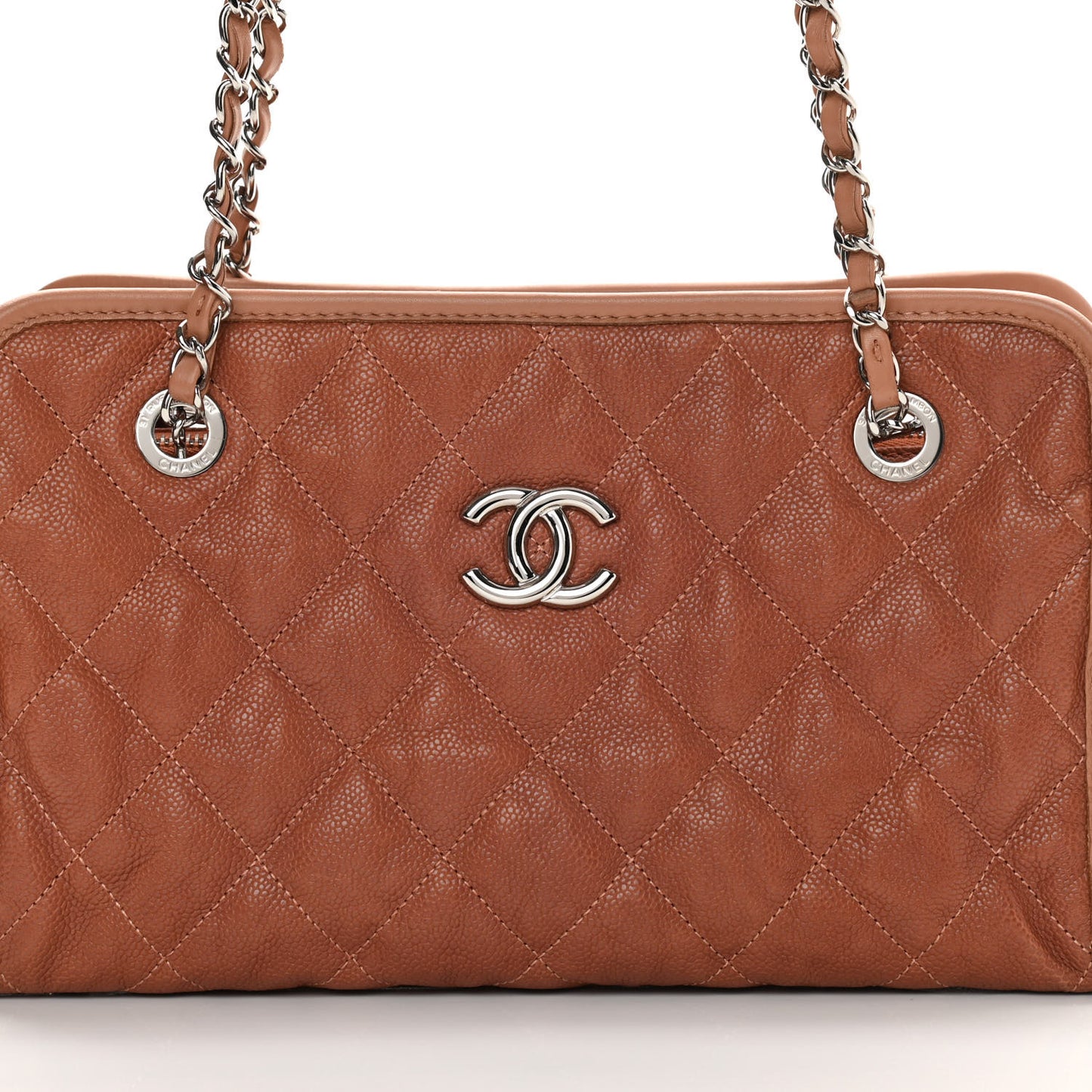 Caviar Quilted Small Casual Riviera Zip Shoulder Bag Brown