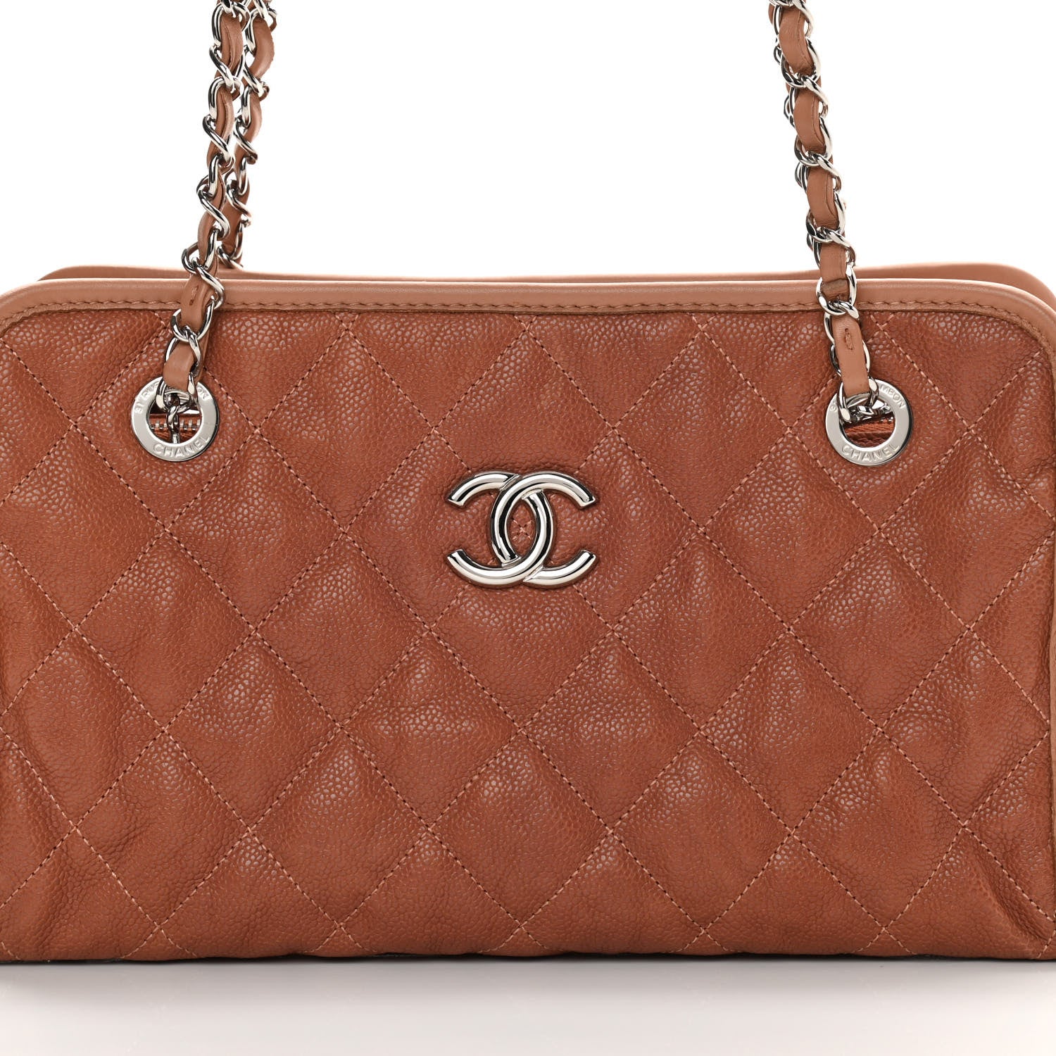 Chanel Caviar Quilted Small Casual Riviera Zip Shoulder Bag Brown 8 of 14