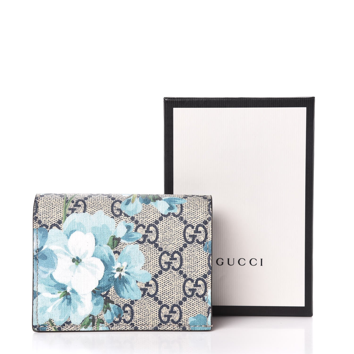 Gucci GG Supreme Monogram Blooms Card Case Wallet Beige Blue Navy Hibiscus Red 8 of 8