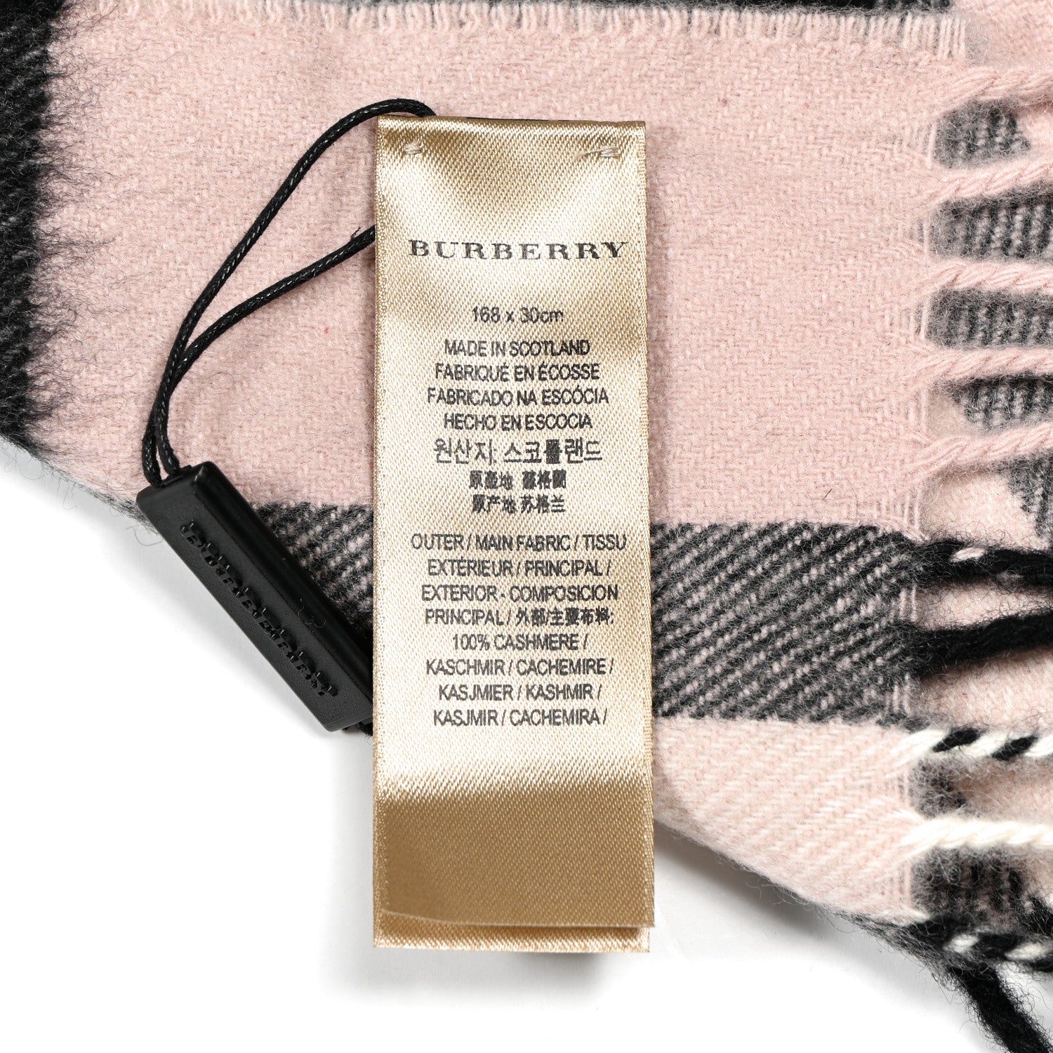 Burberry Cashmere Giant Heritage Check Fringe Scarf Ash Rose 4 of 4