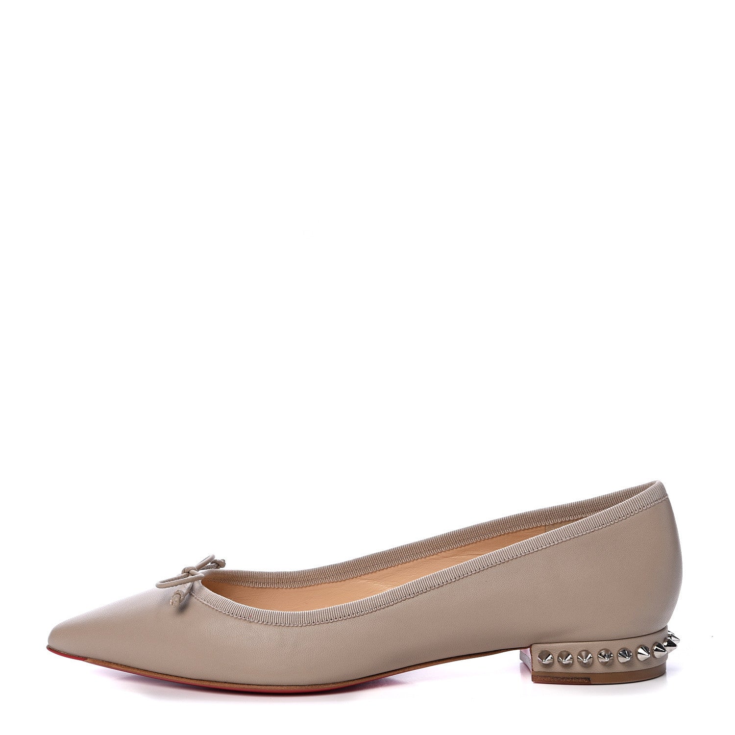 Christian Louboutin Nappa Spiked Hall Flats 36.5 Nude 1 of 8