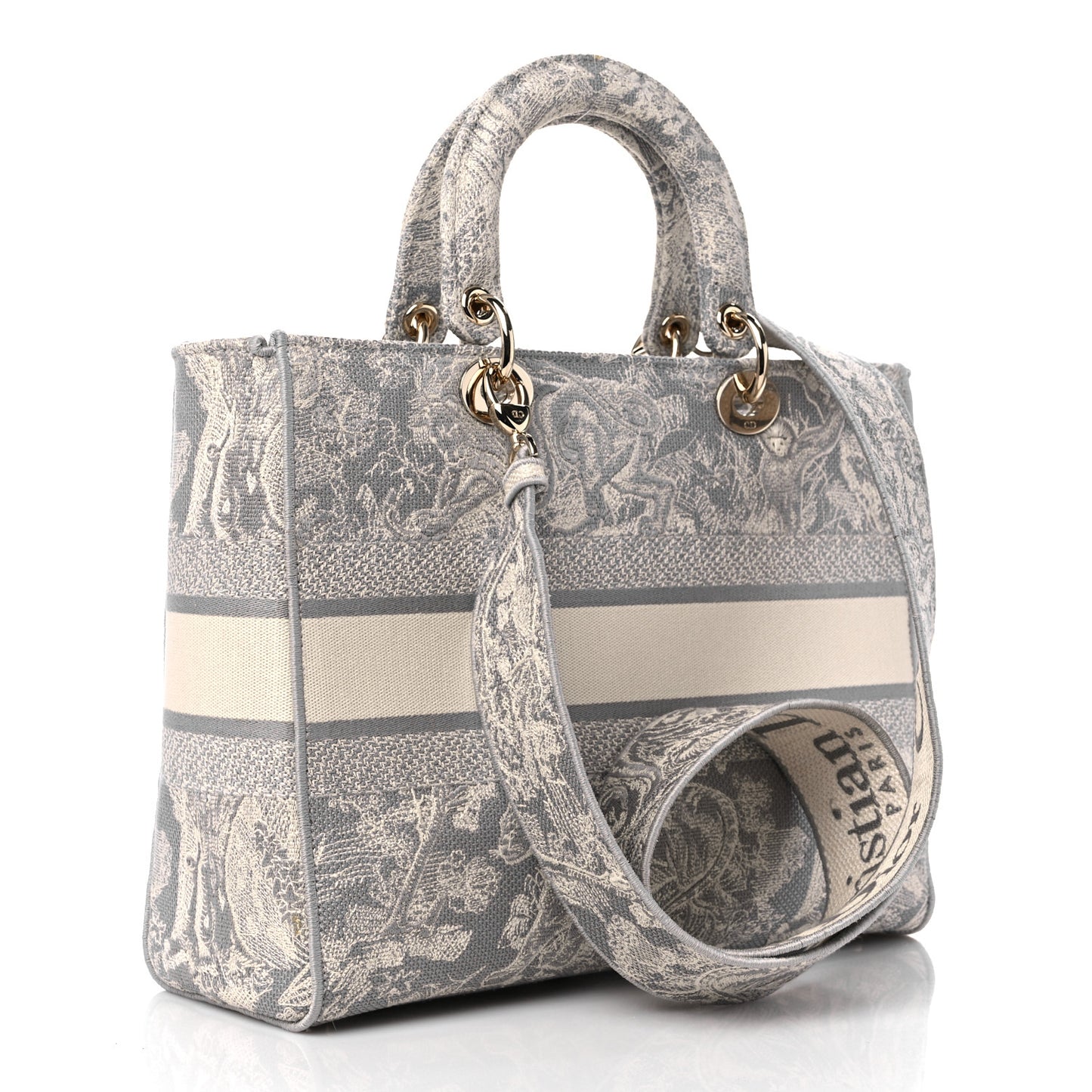Canvas Toile De Jouy Reverse Embroidered Large Lady D-Lite Grey