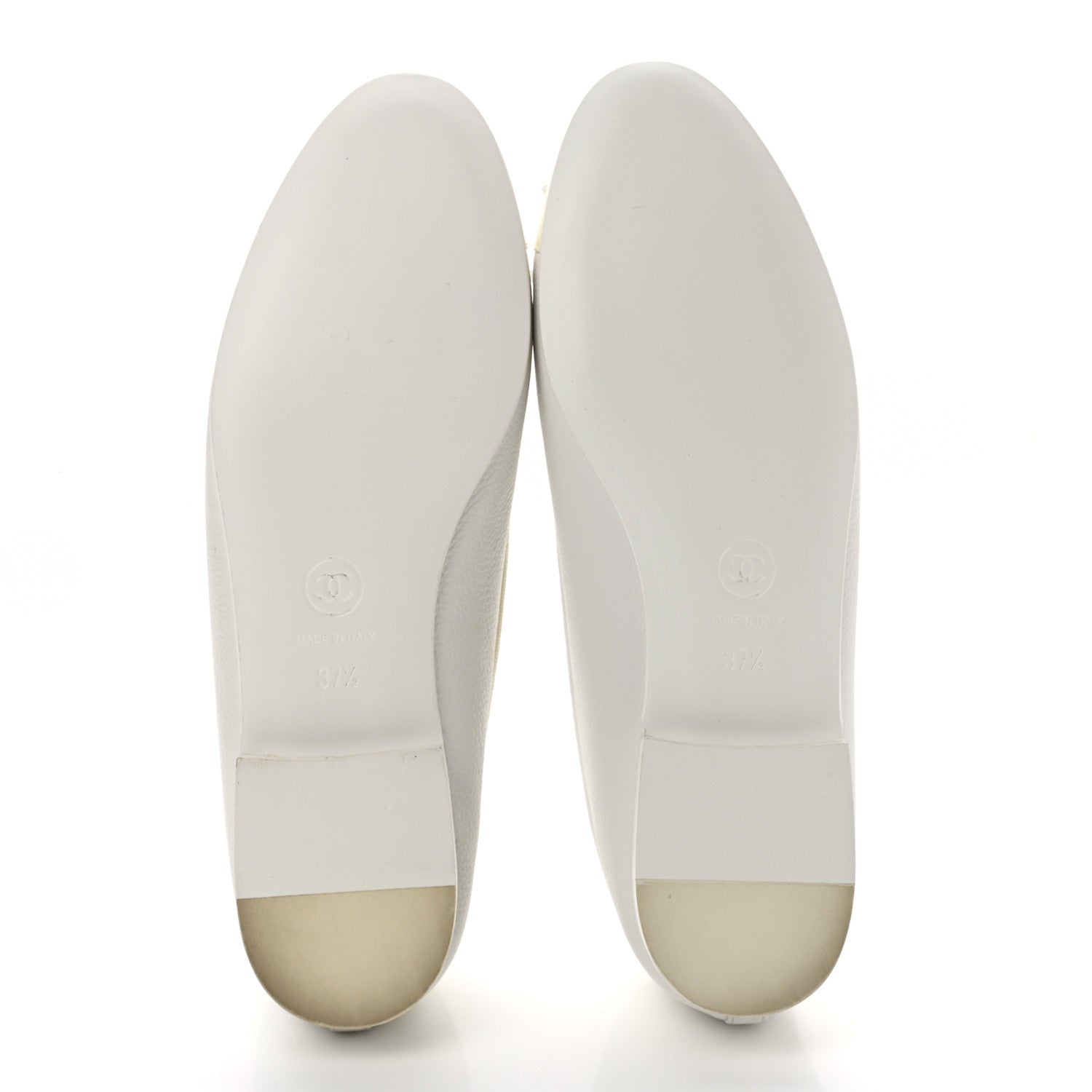 Chanel Calfskin Cap Toe CC Ballerina Flats 37.5 White 5 of 8