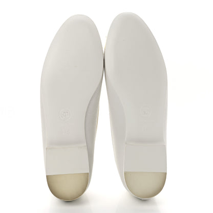 Chanel Calfskin Cap Toe CC Ballerina Flats 37.5 White 5 of 8
