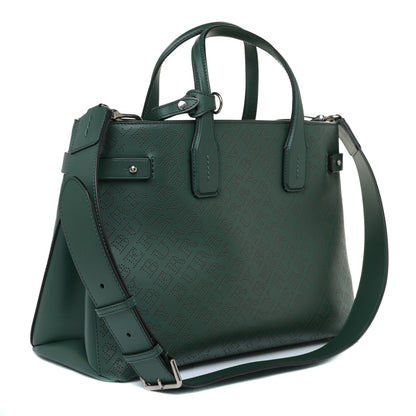Burberry Derby Calfskin Perforated Small Banner Tote Green 2 of 8