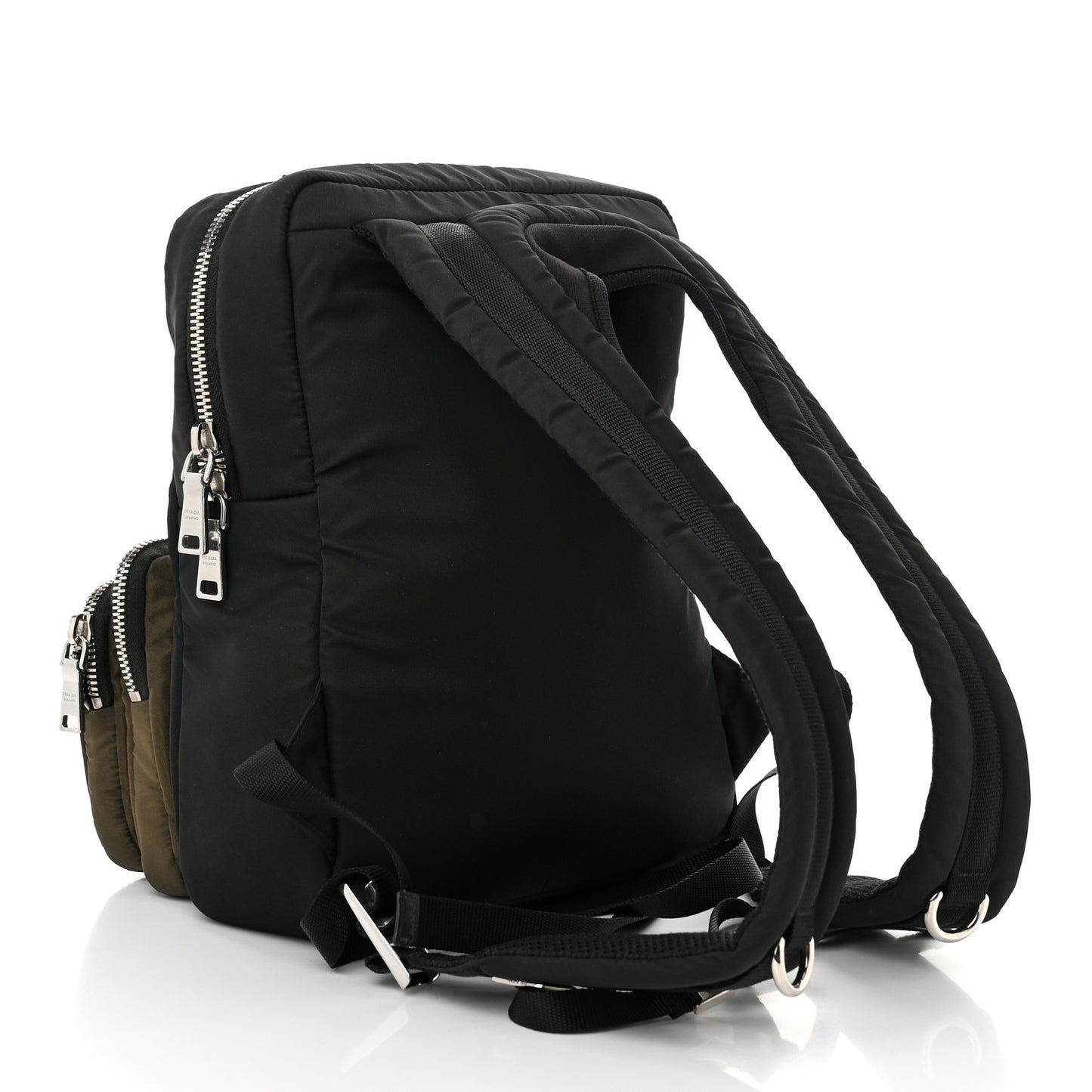 Technical Nylon Harness Pocket Backpack Black Green