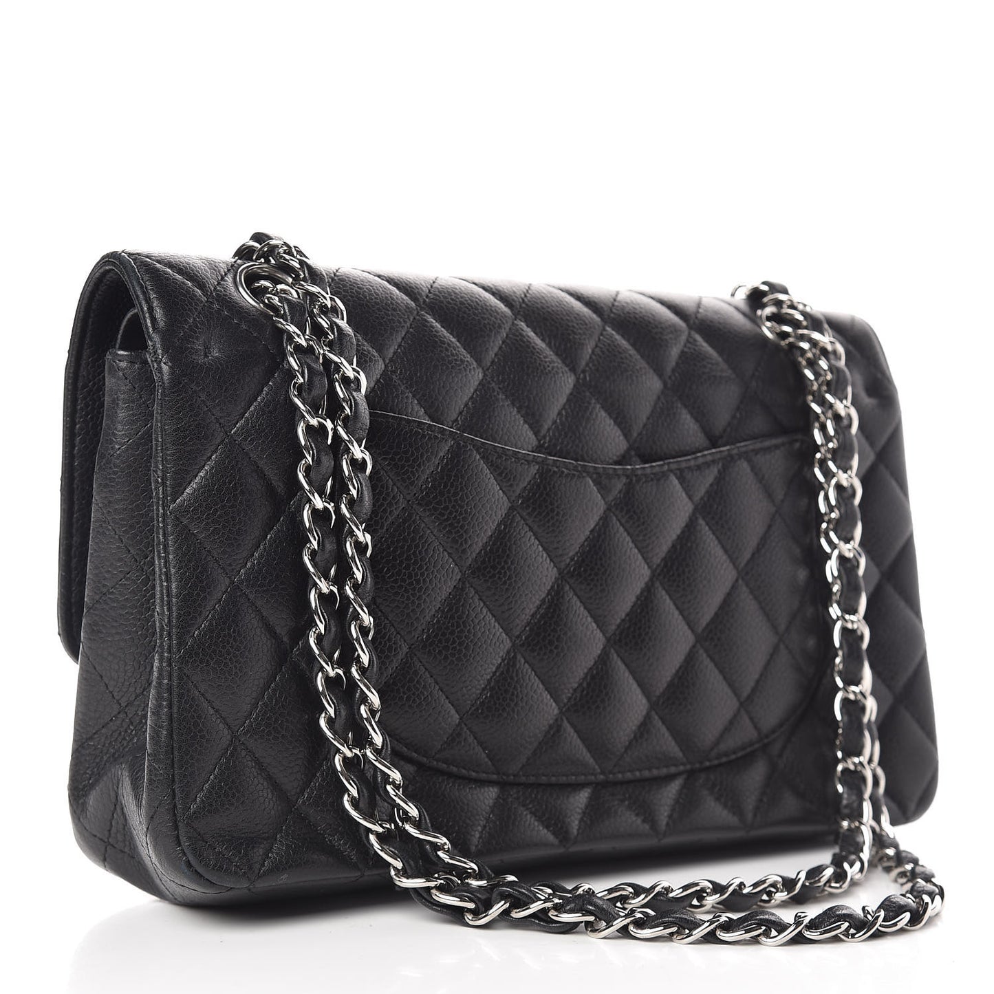 Caviar Quilted Medium Double Flap Black