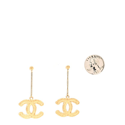 Chanel CC Drop Earrings Matte Gold 2 of 4