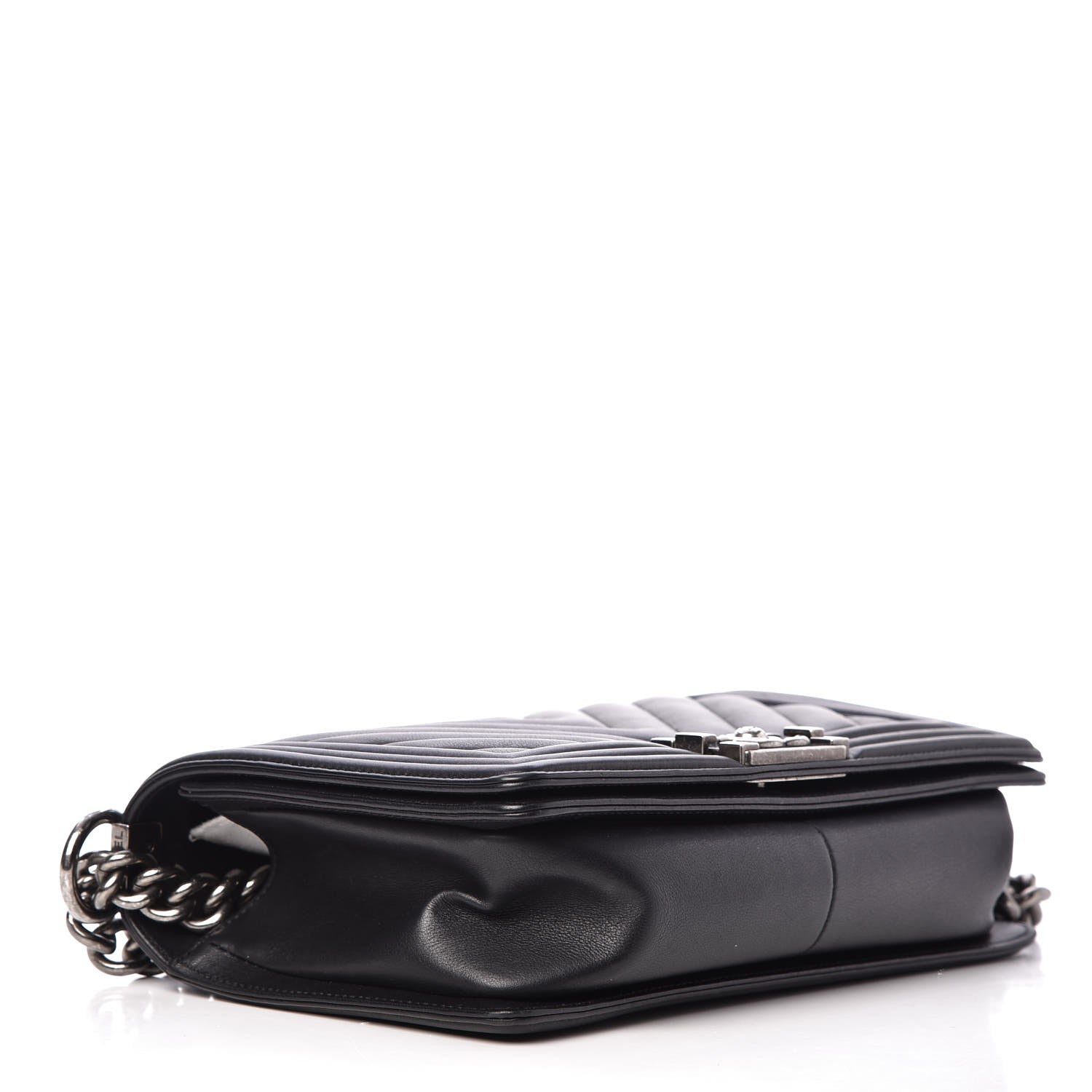 Chanel Calfskin Chevron Quilted Medium Boy Flap Black 4 of 10