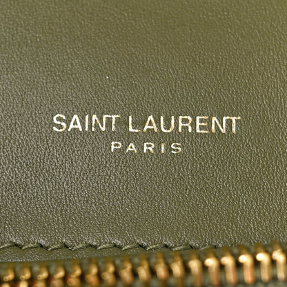 Saint Laurent Suede Matelasse Chevron Monogram Medium College Bag Loden Green 6 of 10