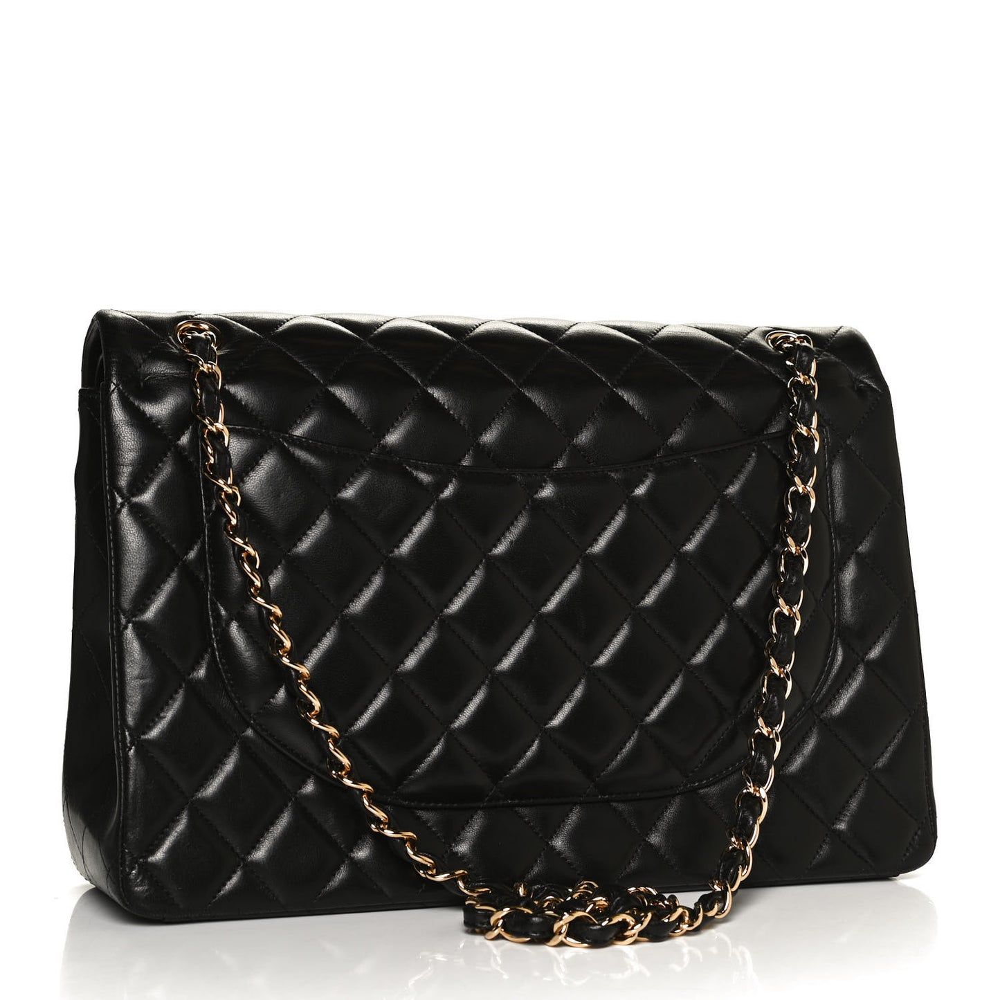 Lambskin Quilted Maxi Double Flap Black