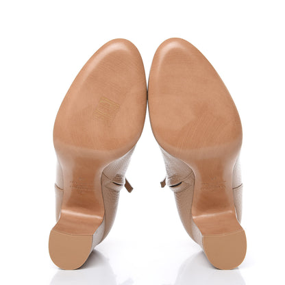 Valentino Garavani Pebbled Calfskin Rockstud Single Buckle 90mm Block Heel Ankle Boots 38 Camel Rose 5 of 8