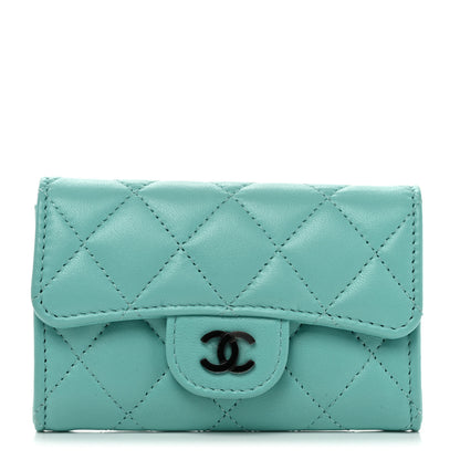 Chanel Lambskin Quilted Flap Card Holder Wallet Turquoise 1 of 11